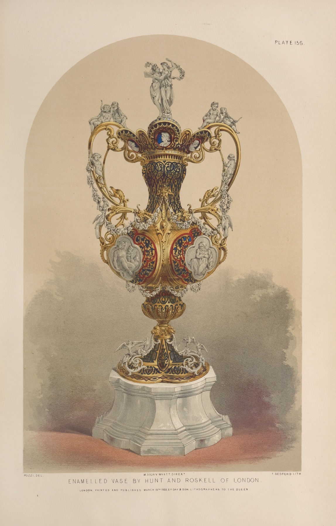 Matthew Digby Wyatt - Enamelled vase by Hunt and Roskell of London