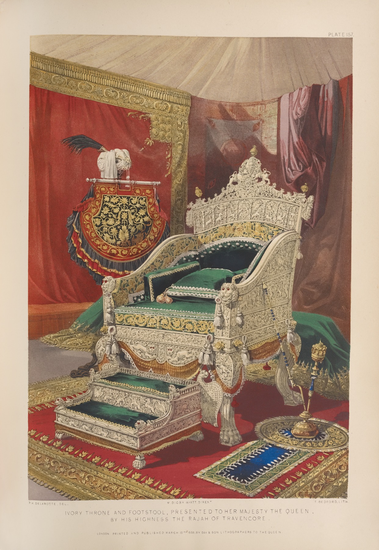 Matthew Digby Wyatt - Ivory throne and footstool, presented to her majesty the queen, by his highness the rajah of Travencore