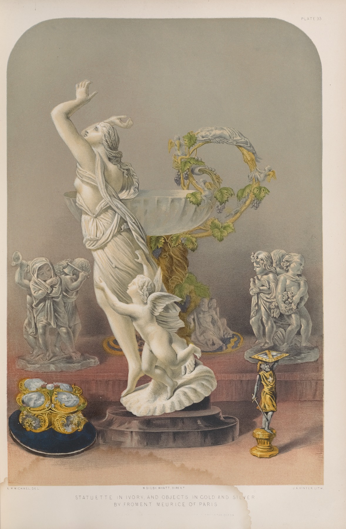 Matthew Digby Wyatt - Statuette in ivory, and objects in gold and silver