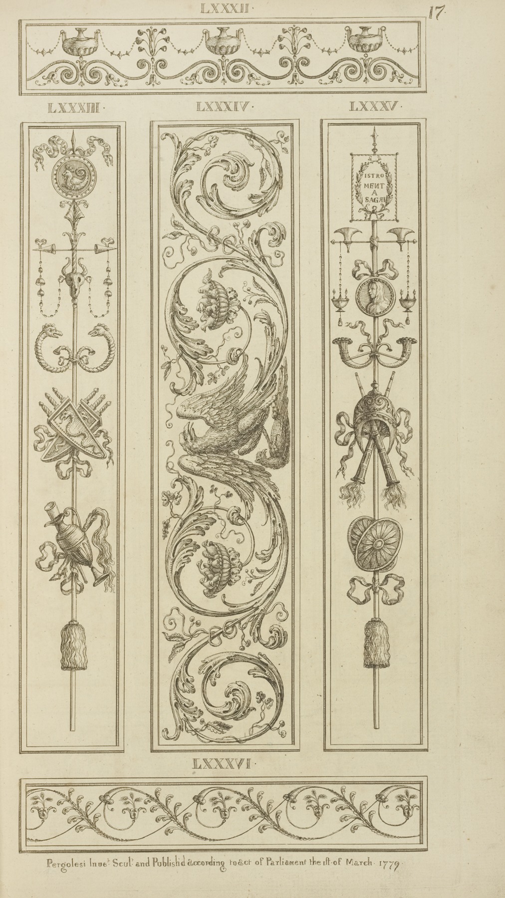 Michel Angelo Pergolesi - Central ornamental design of eagle with vegetal shapes.