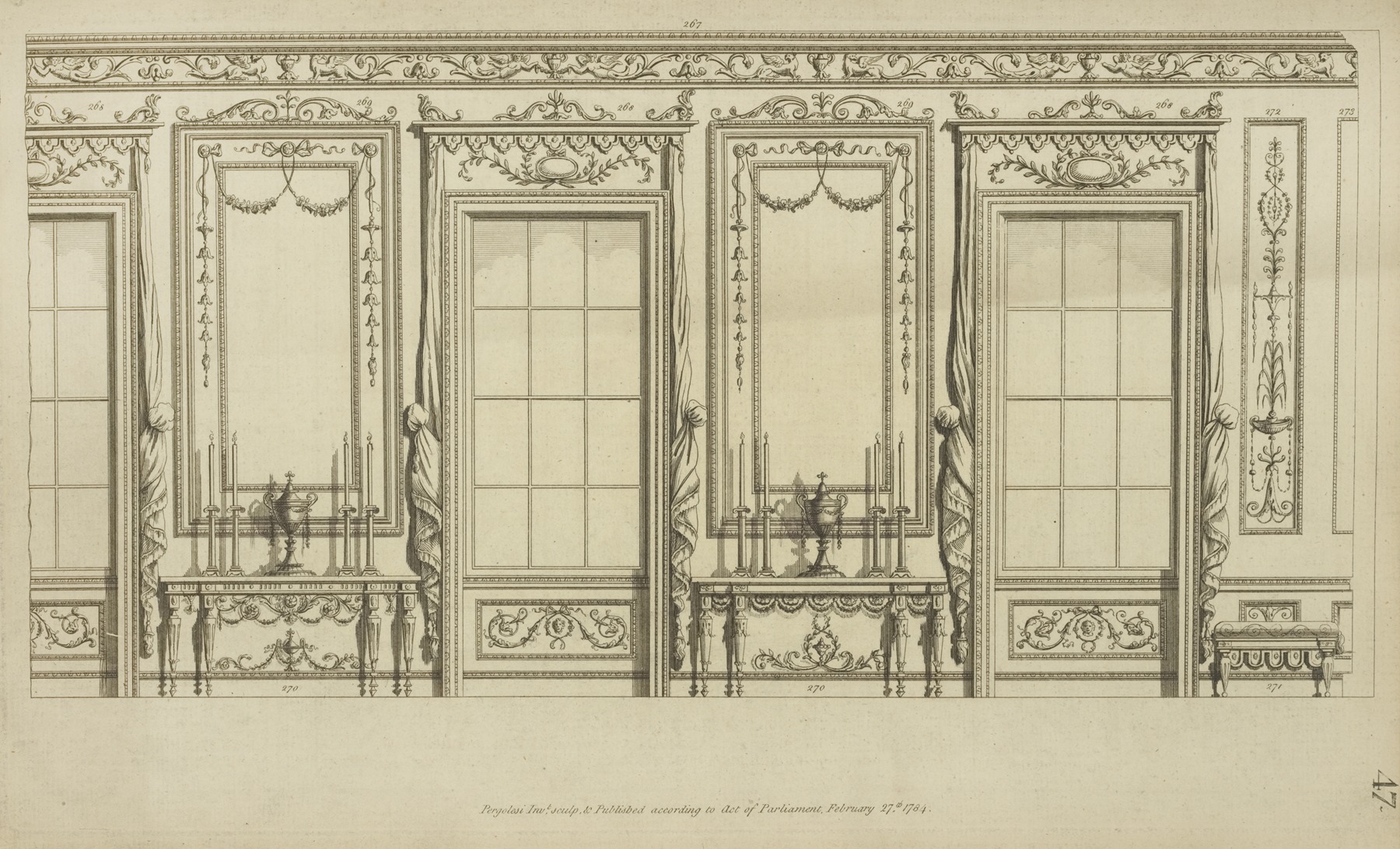 Michel Angelo Pergolesi - Several designs of windows and moldings.