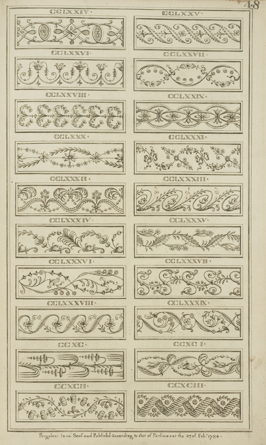 Michel Angelo Pergolesi - Twenty horizontal ornamental designs. 2