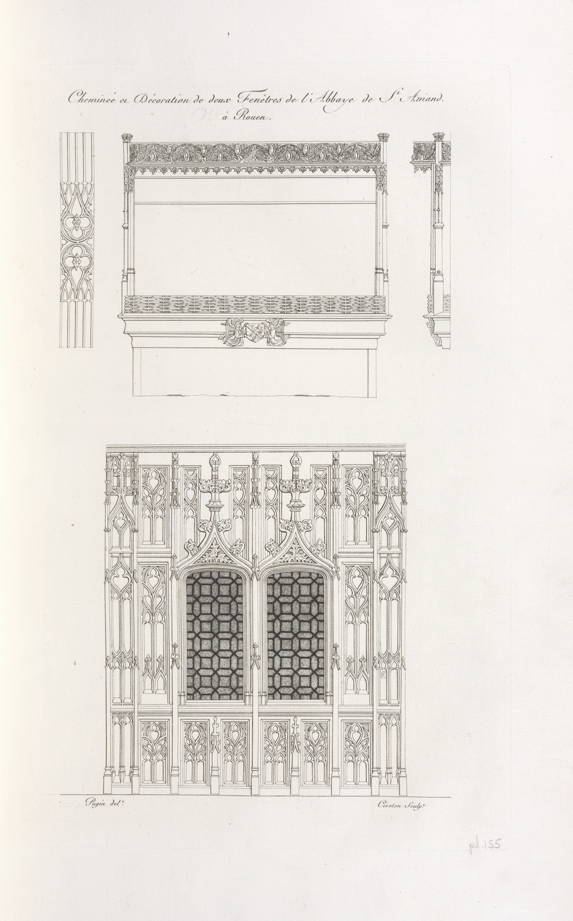 Nicolas Xavier Willemin - Cheminée et décoration de deux fenêtres de l’abbaye de St. Amand, à Rouen.