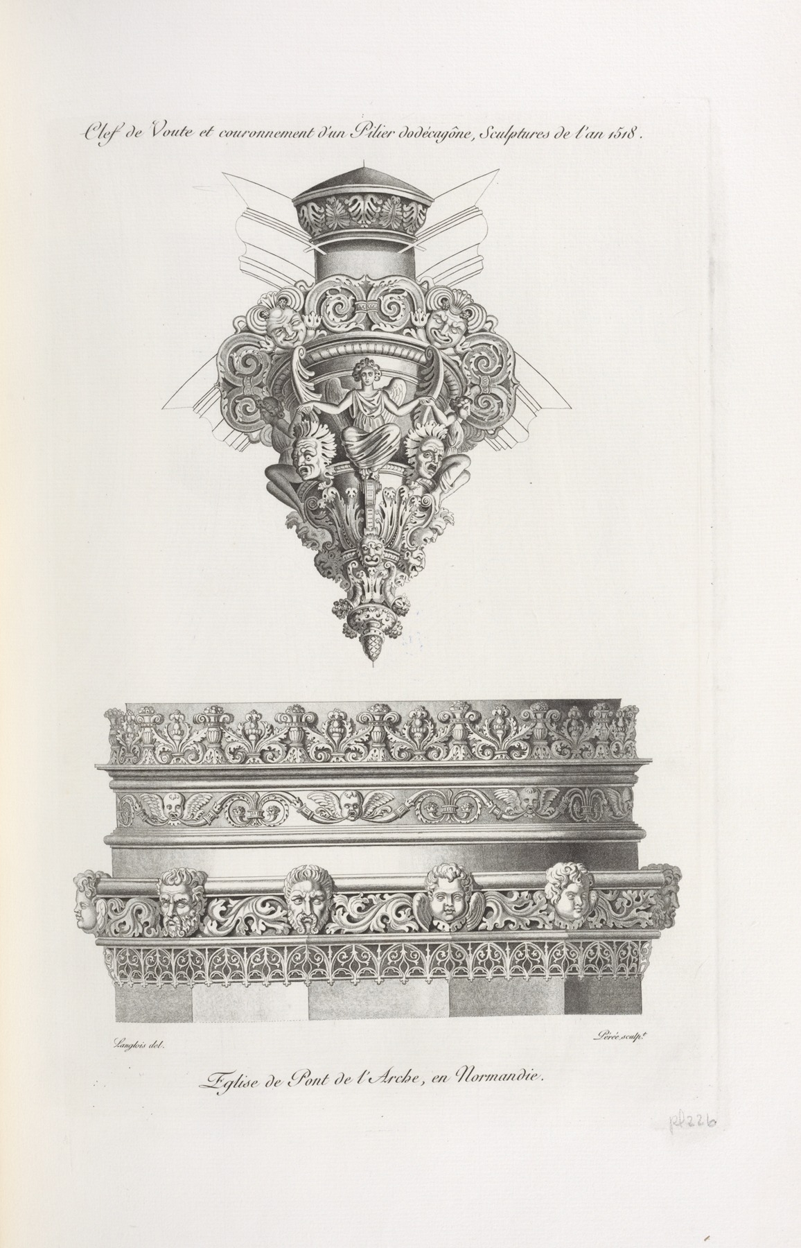 Nicolas Xavier Willemin - Clef de voute et couronnement d’un pilier dodécagône, sculptures de l’an 1518.