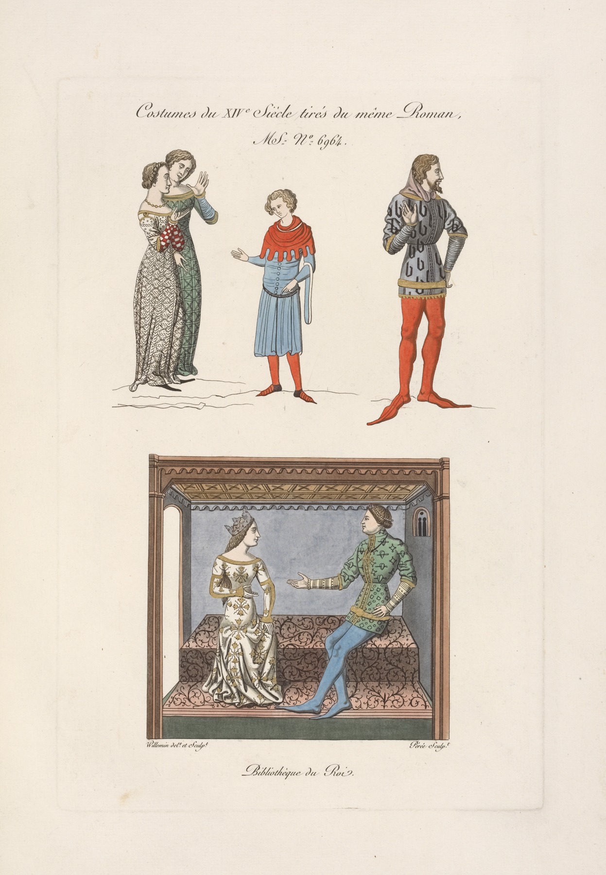 Nicolas Xavier Willemin - Costumes du XIVe. siècle tirés du même roman, MS. No. 6964.