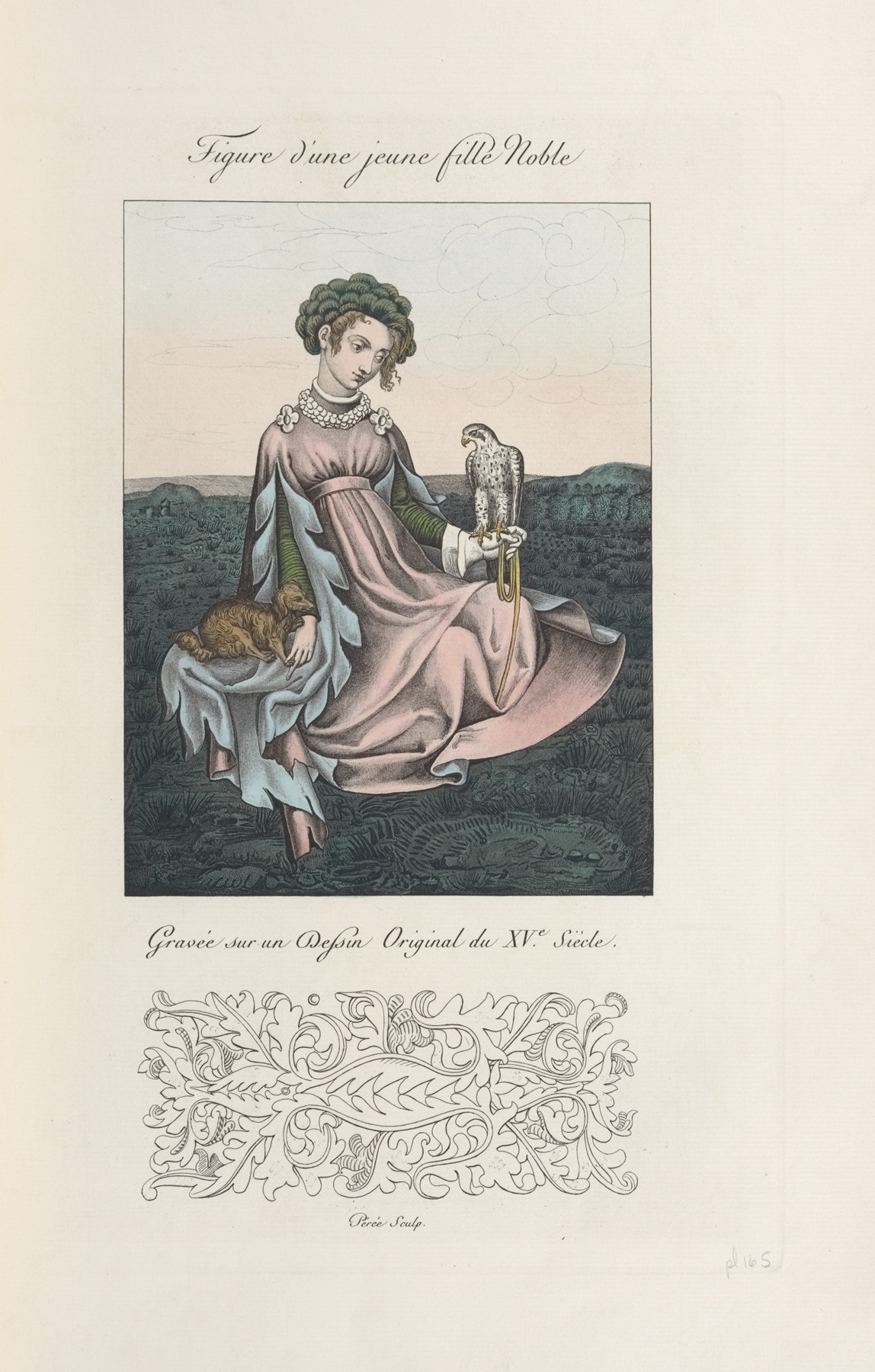 Nicolas Xavier Willemin - Figure d’une jeune fille noble; gravée sur un dessin original du XVe. siècle