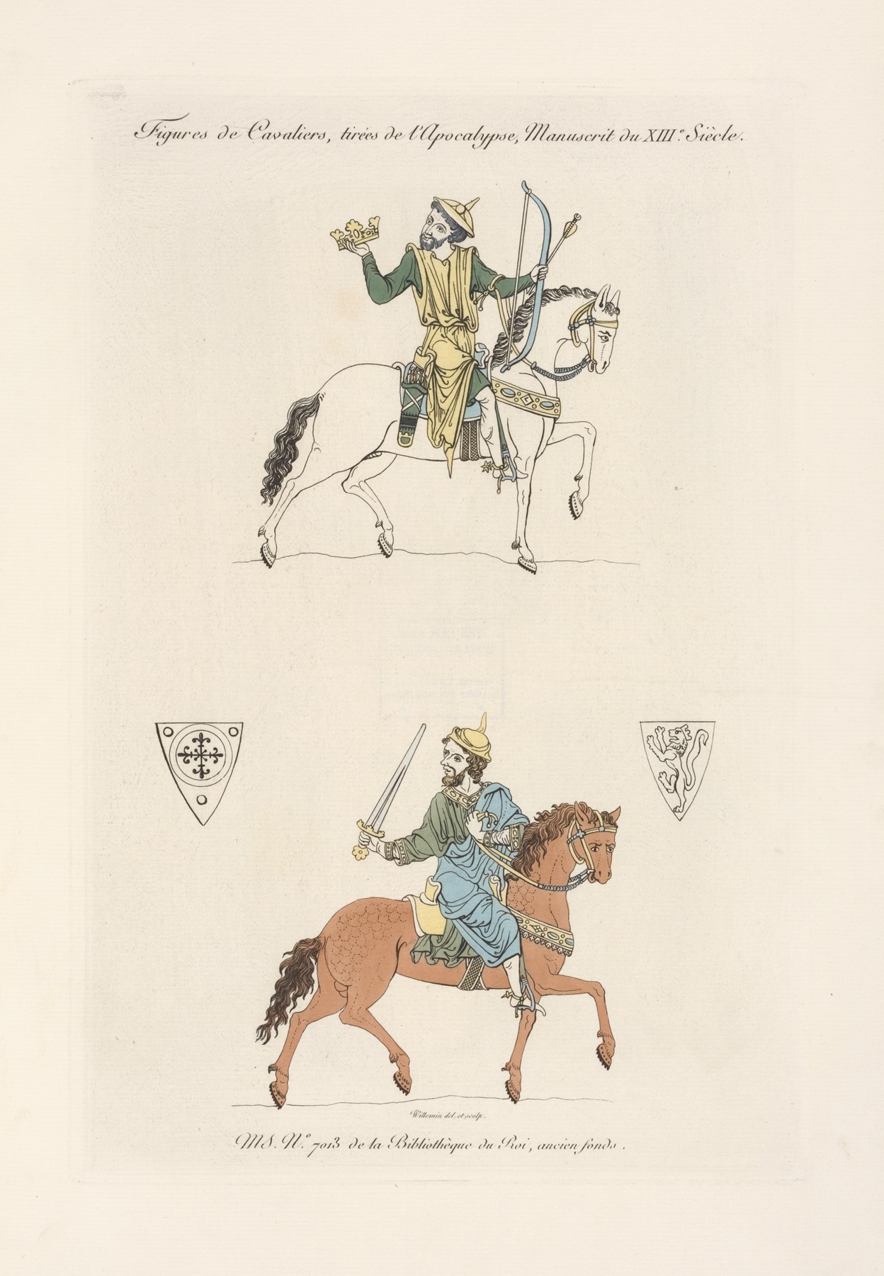 Nicolas Xavier Willemin - Figures de cavaliers, tirées de l’apocalypse, manuscrit du XIIIe. siècle.