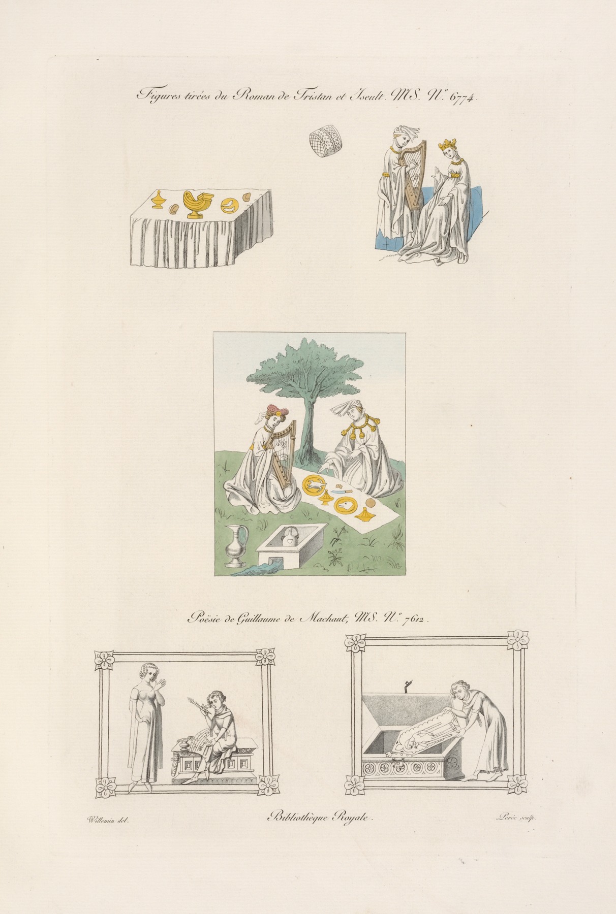 Nicolas Xavier Willemin - Figures tirées du roman de Tristan et Iseult MS. No. 6774.