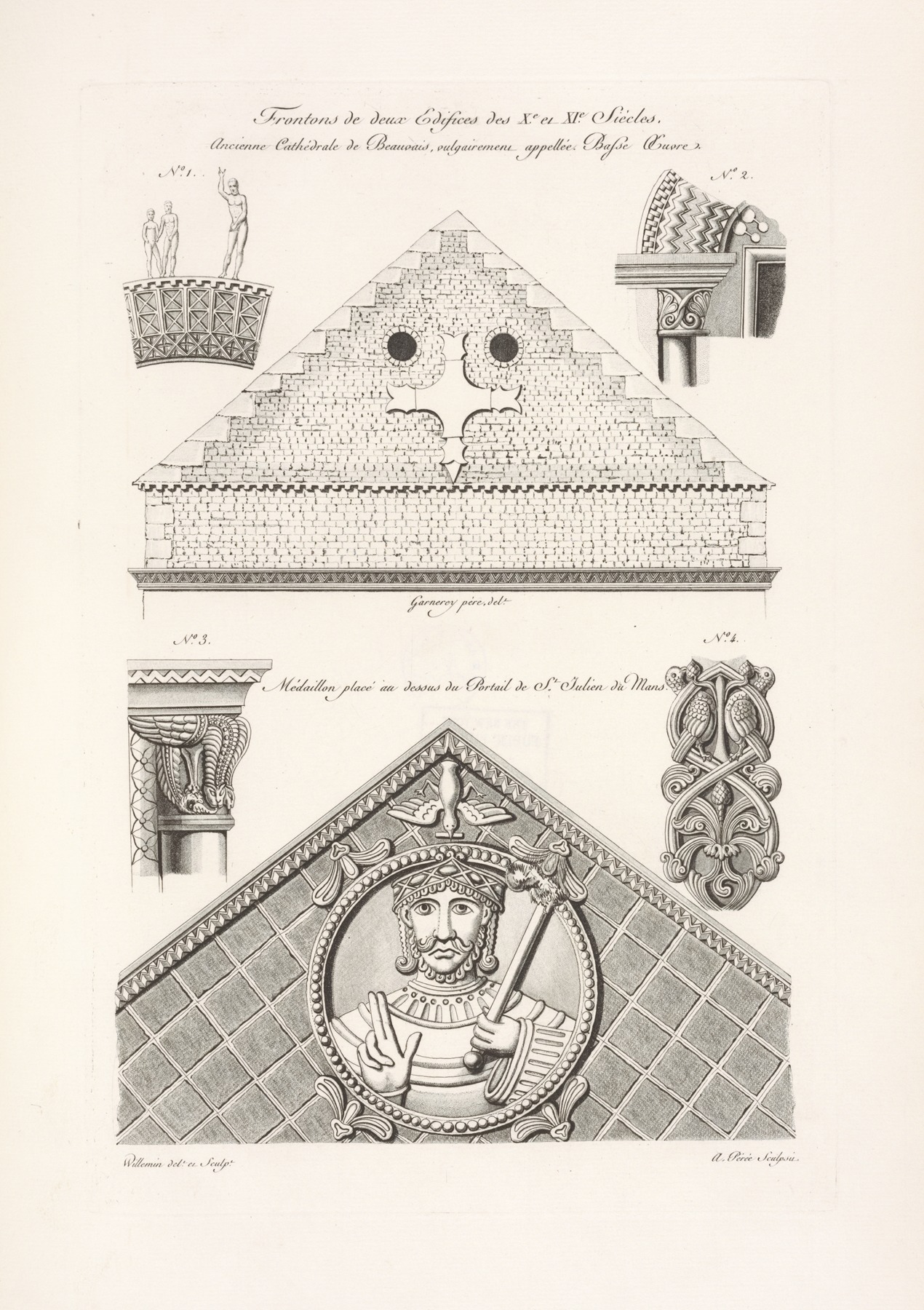 Nicolas Xavier Willemin - Frontons de deux edifices des Xe. et XIe. siècles