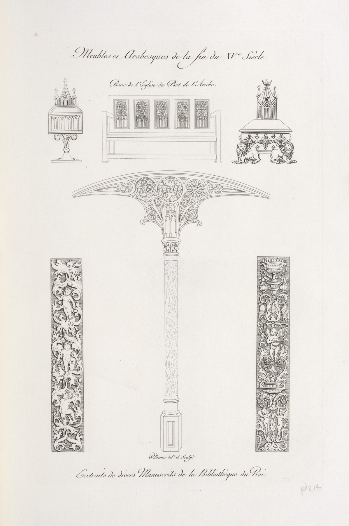 Nicolas Xavier Willemin - Meubles et arabesques de la fin du XVe. siècle. Banc de l’église du pont de l’arche.