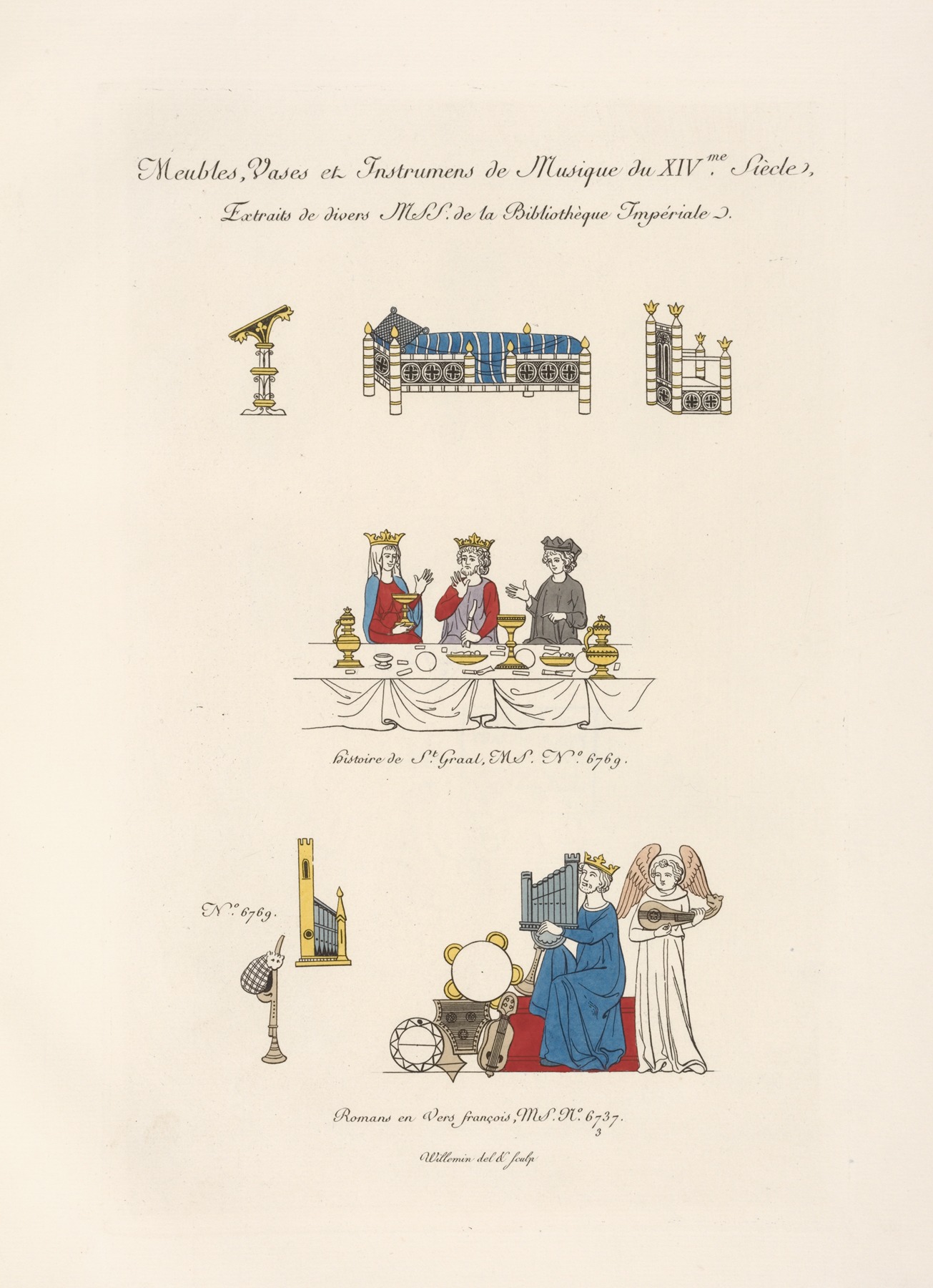 Nicolas Xavier Willemin - Meubles, vases et instrumens de musique du XIVme. siècle.