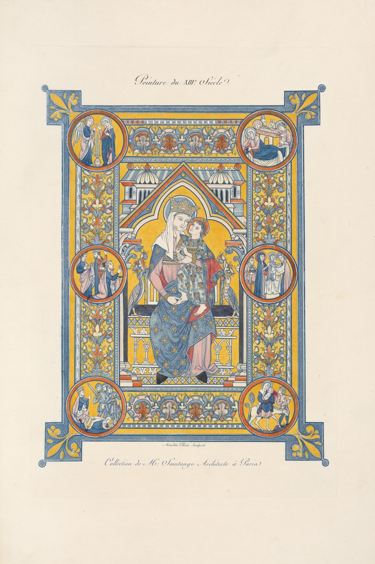 Nicolas Xavier Willemin - Peinture du XIIIe. siècle. [Illumination of blessed virgin and child.]