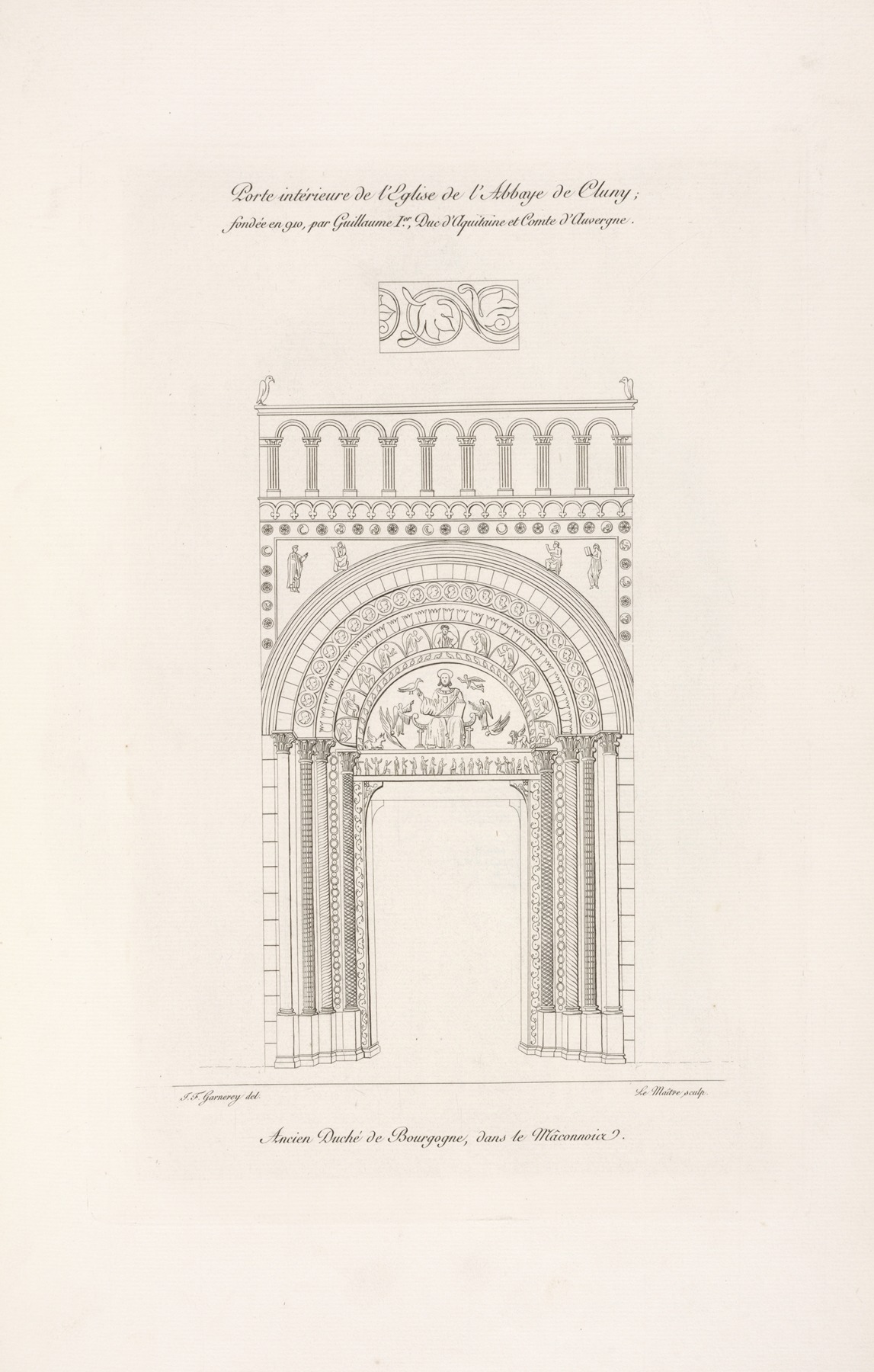 Nicolas Xavier Willemin - Porte intérieure de l’église de l’abbaye de Cluny; fondée en 910, par Guillaume Ier., duc d’Aquitaine et comte d’Auvergne.