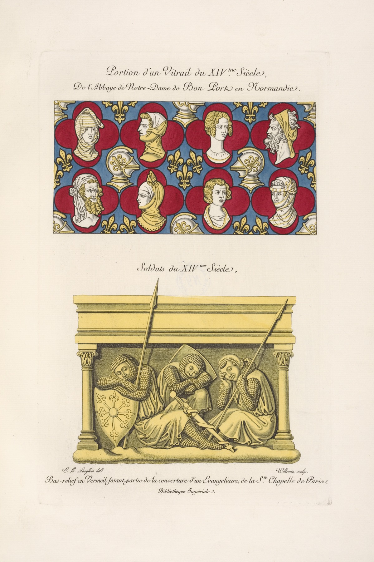 Nicolas Xavier Willemin - Portion d’un vitrail du XIVme. siècle, […] soldats du XIVme. siècle, […]