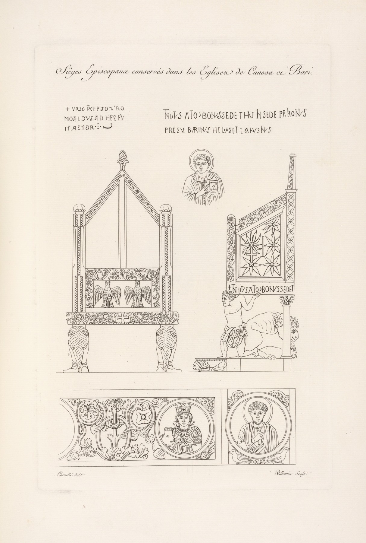 Nicolas Xavier Willemin - Sièges episcopaux conservés dans les églises de Canosa et Bari.