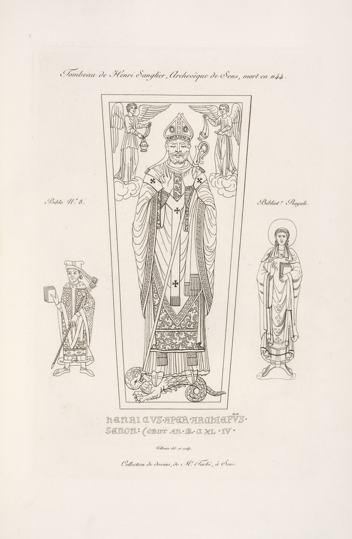 Nicolas Xavier Willemin - Tombeau de Henri Sanglier, archevêque de Sens, mort en 1144.