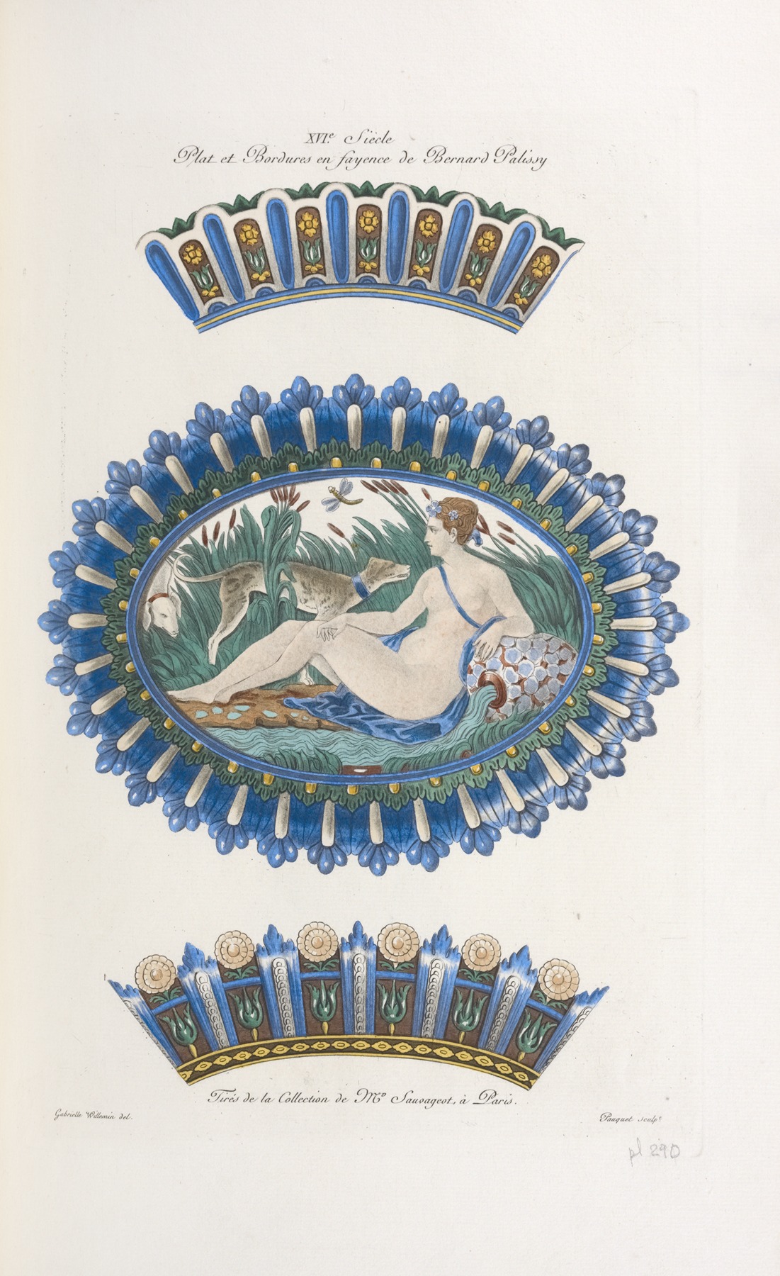 Nicolas Xavier Willemin - XVIe siècle plat et bordures en fayence de Bernard Palissy.