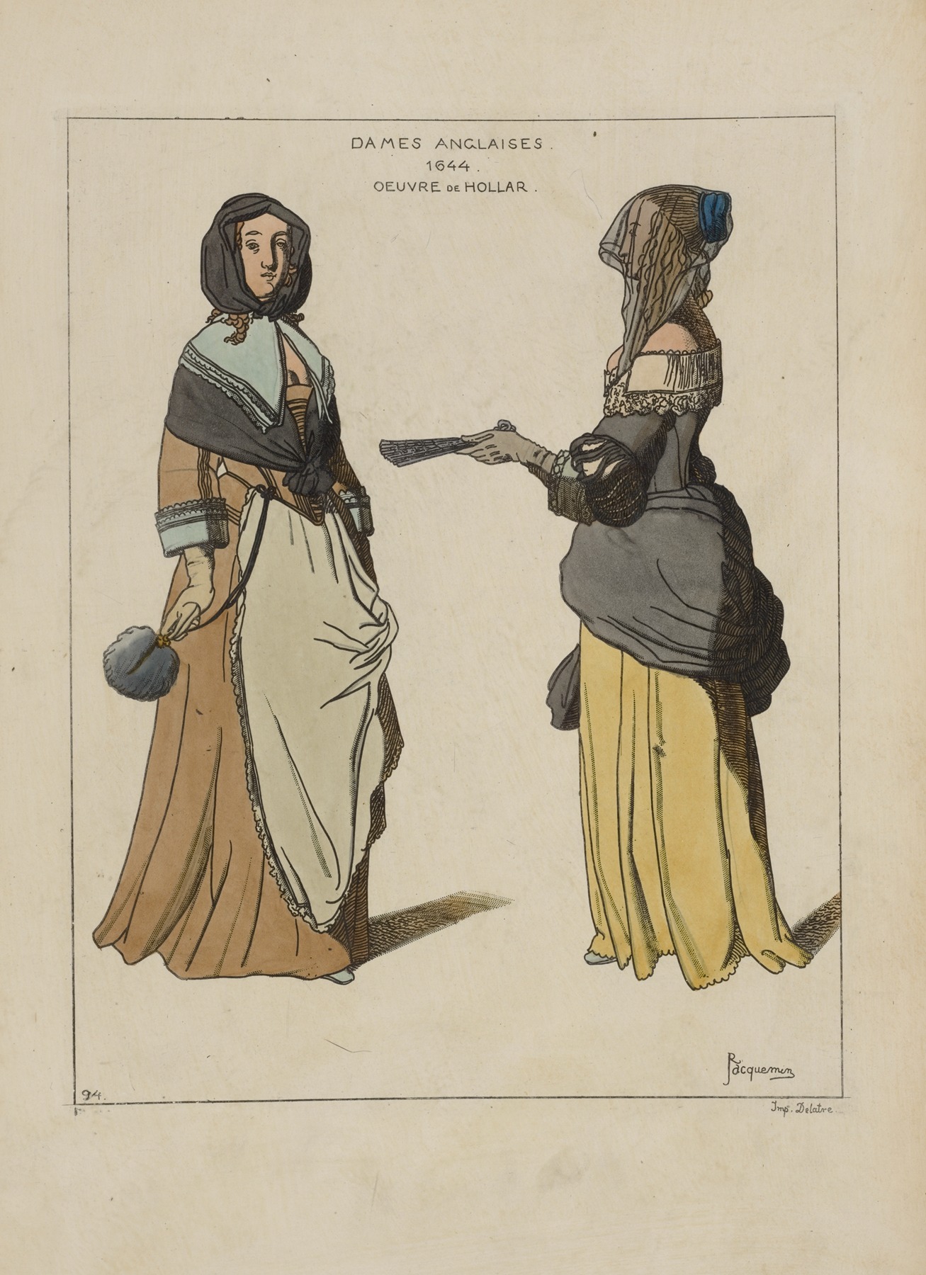 Raphaël Jacquemin - Dames Anglaises 1644. Oeuvre de Hollar.