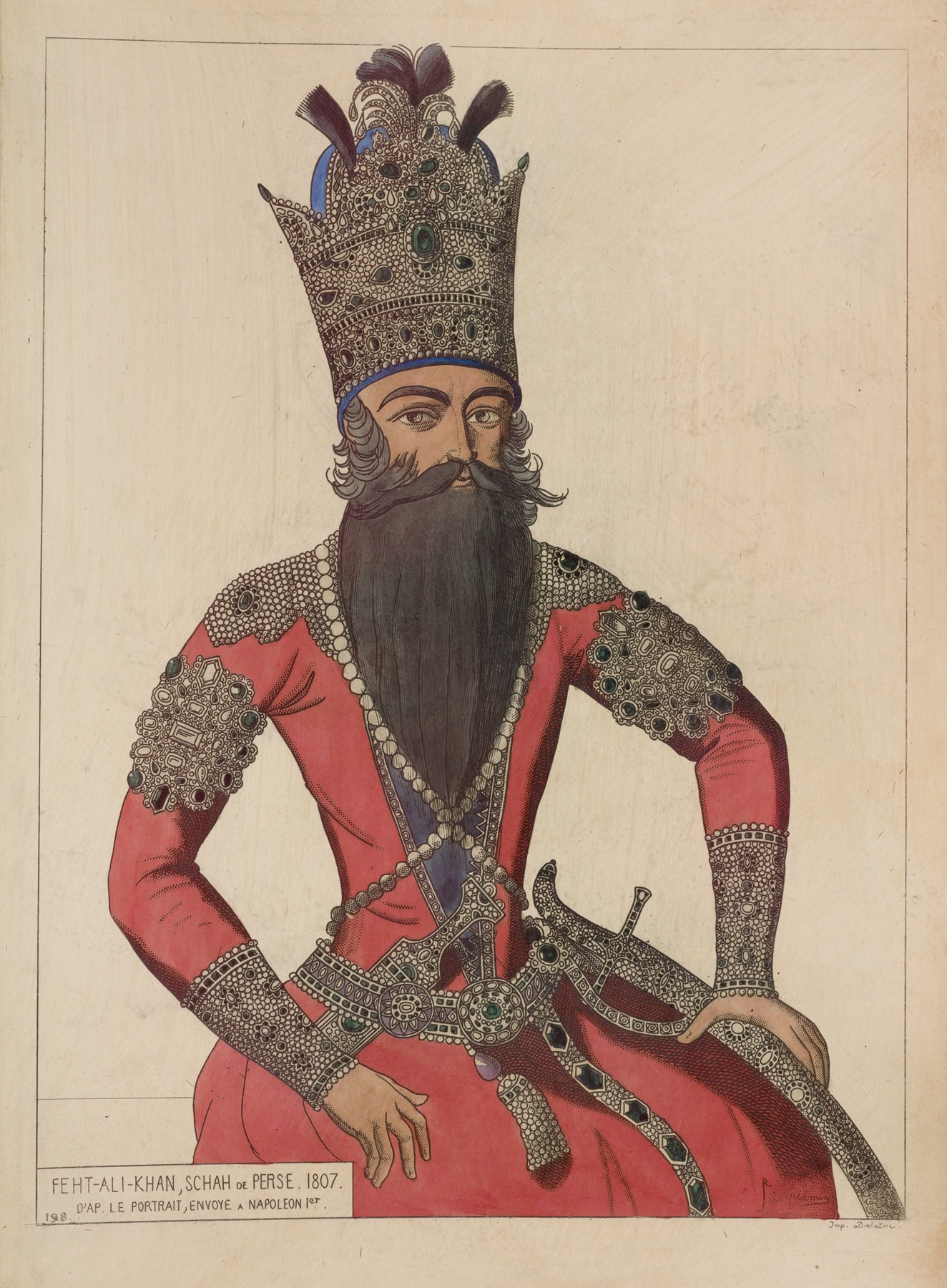 Raphaël Jacquemin - Feht-Ali-Khan, Schah de Perse. 1807. D’ap[rès] le portrait, envoye a Napoleon 1er.