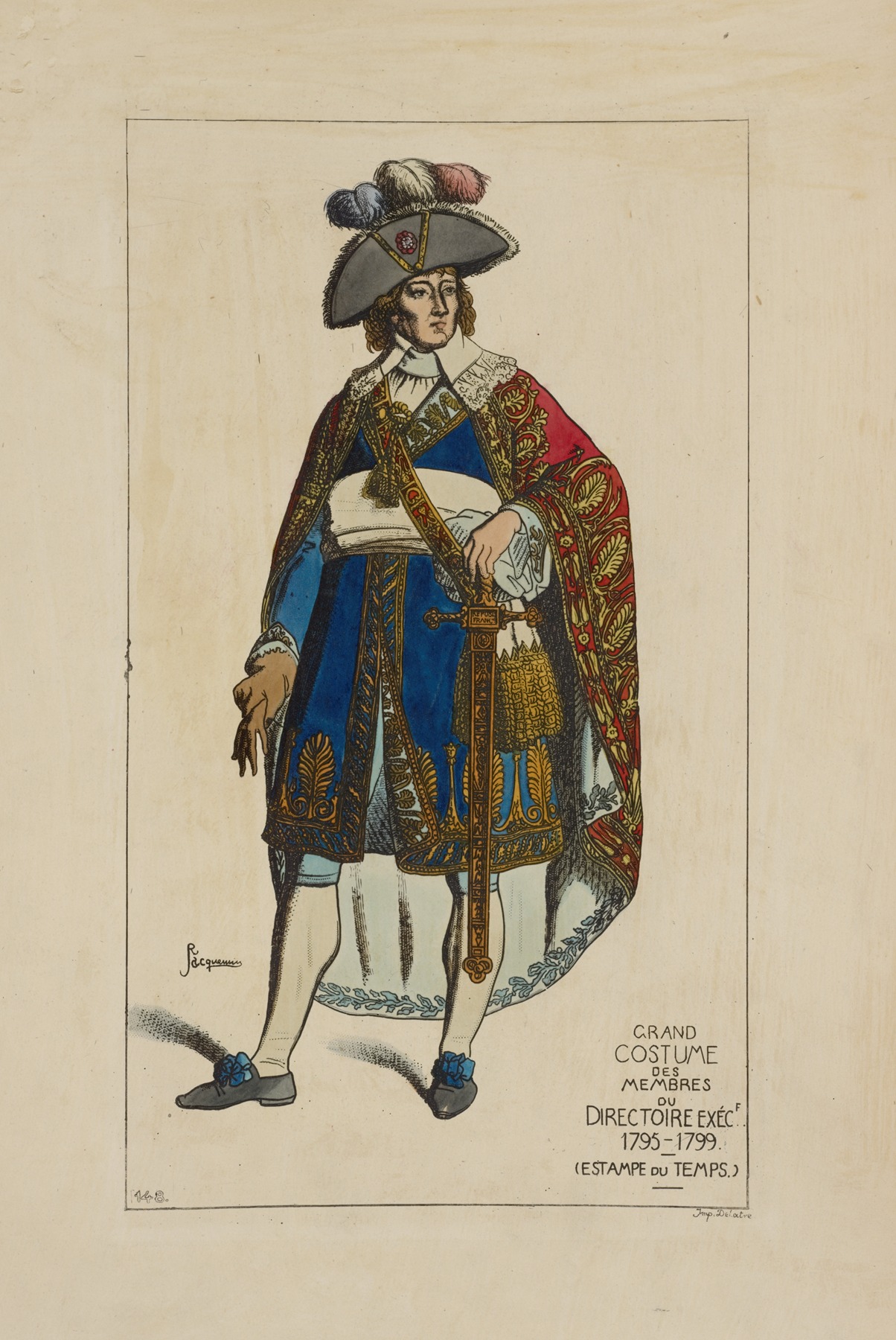 Raphaël Jacquemin - Grand costume des membres du directoire exéc[utif] 1795-1799. (Estampe du temps.)