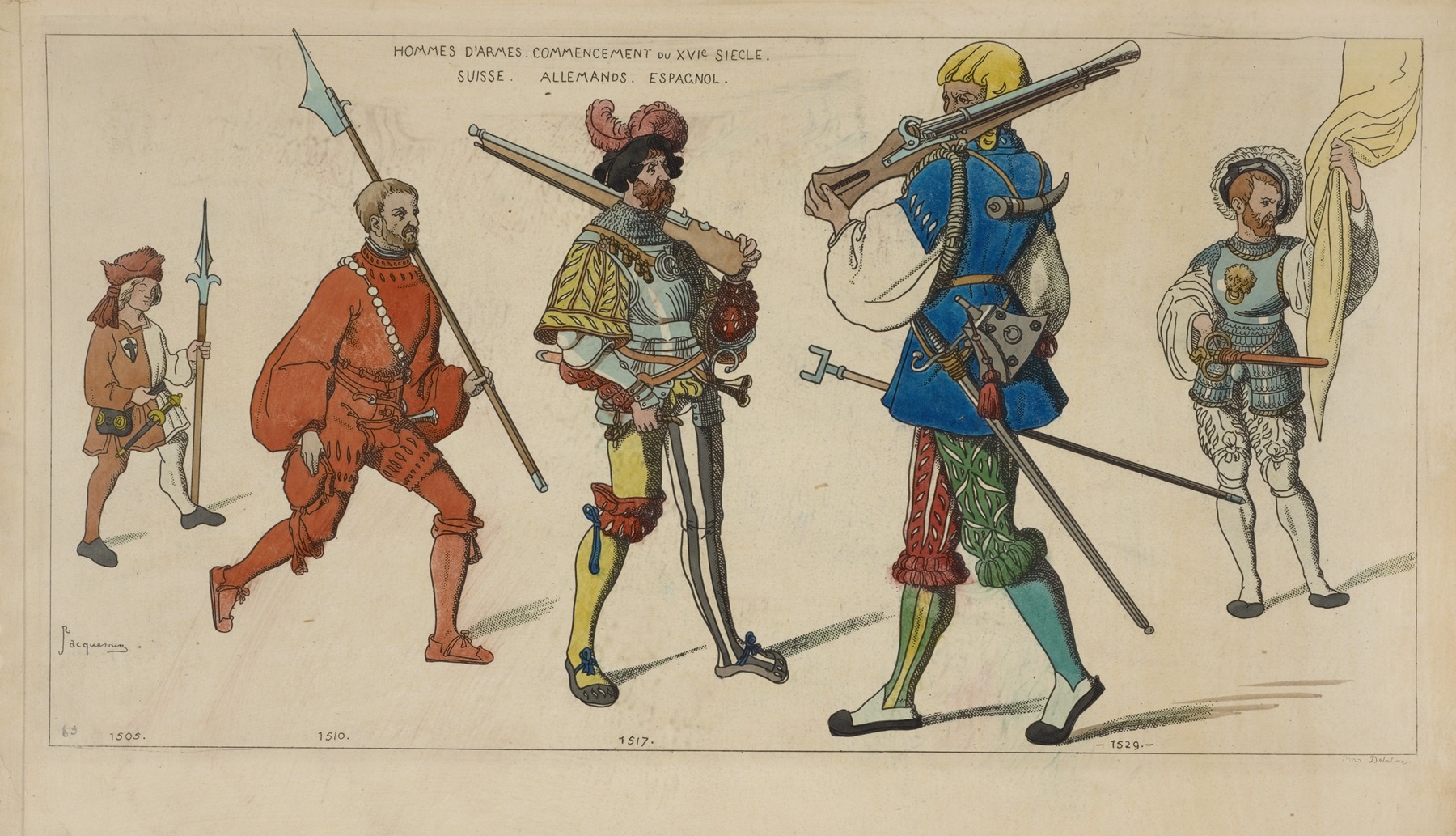 Raphaël Jacquemin - Hommes d’armes commencement du XVIe siècle. Suisse. Allemands. Espagnole. 1505. 1510. 1517. 1529.