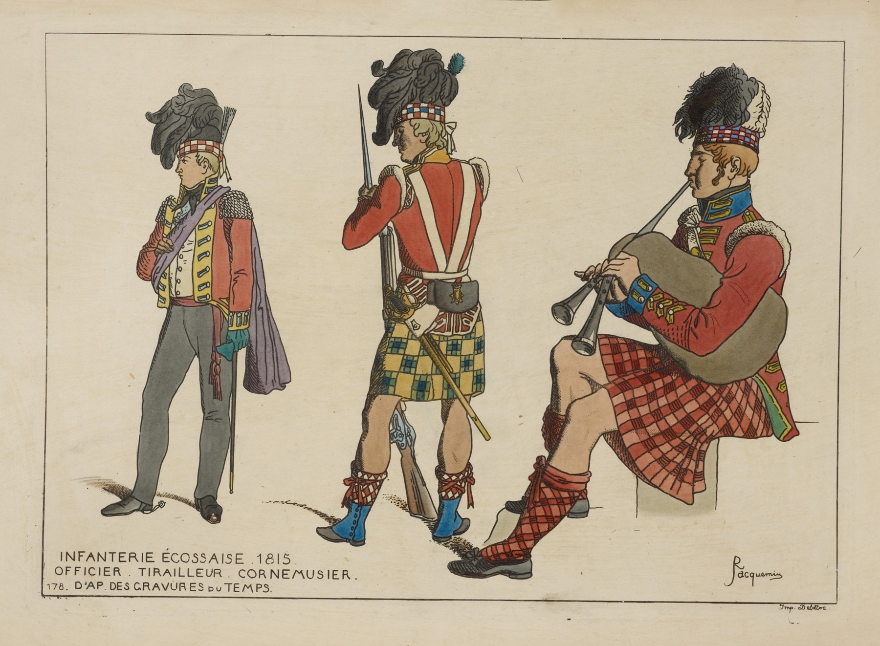 Raphaël Jacquemin - Infanterie Écossaise. 1815. Officier. Tirailleur. Cornemusier