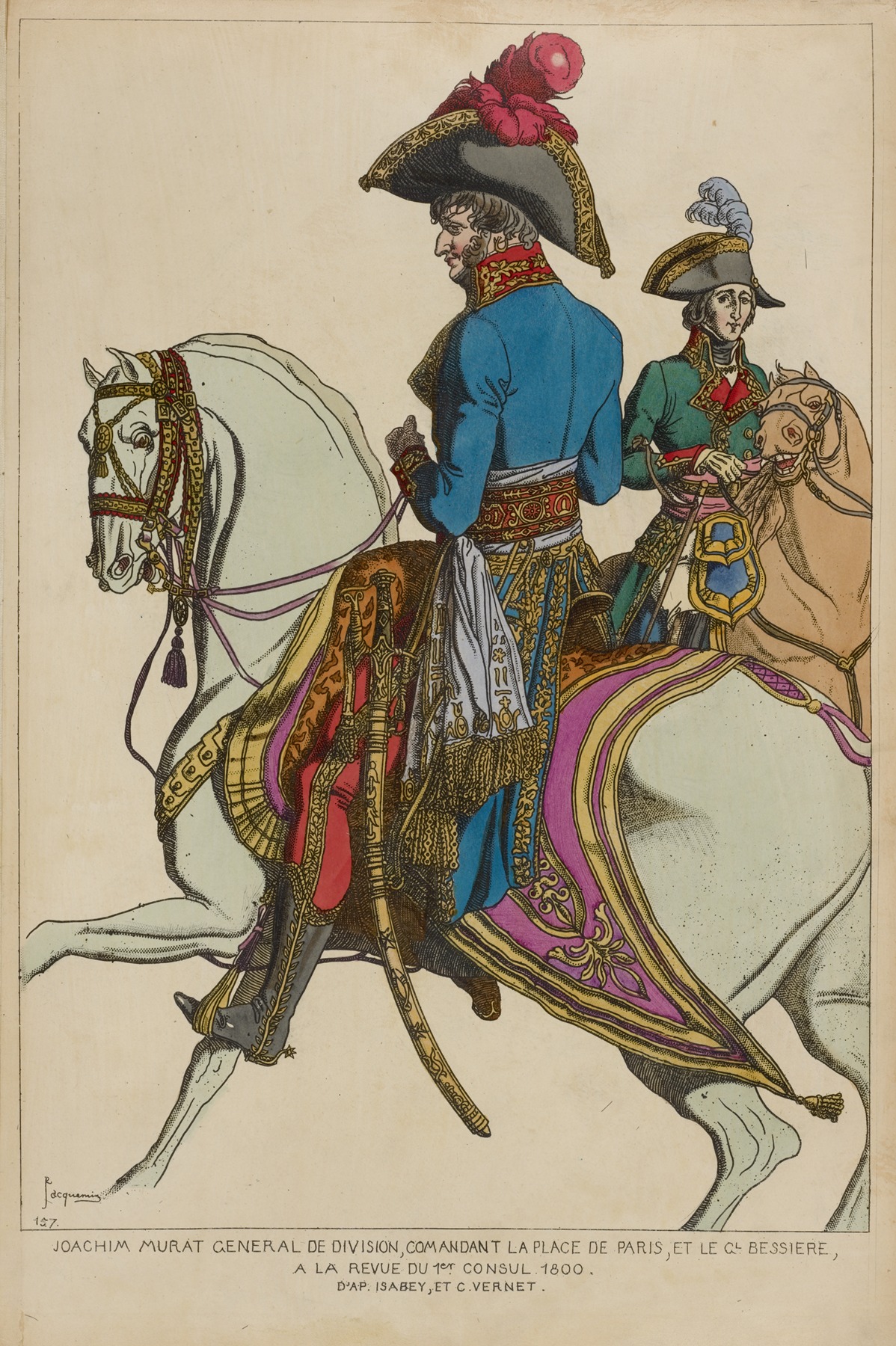 Raphaël Jacquemin - Joachim Murat general de division, comandant la place de Paris, et le Gl. Bessiere, a la revue du 1er consul 1800