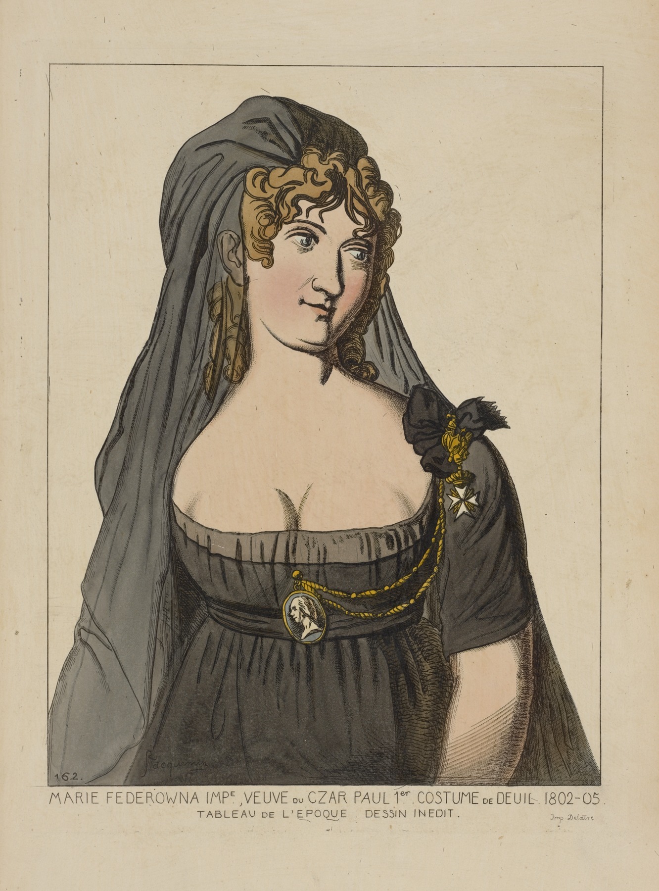 Raphaël Jacquemin - Marie Federowna impe., veuve du czar Paul 1er costume de Deuil. 1802-05. Tableau de l’epoque