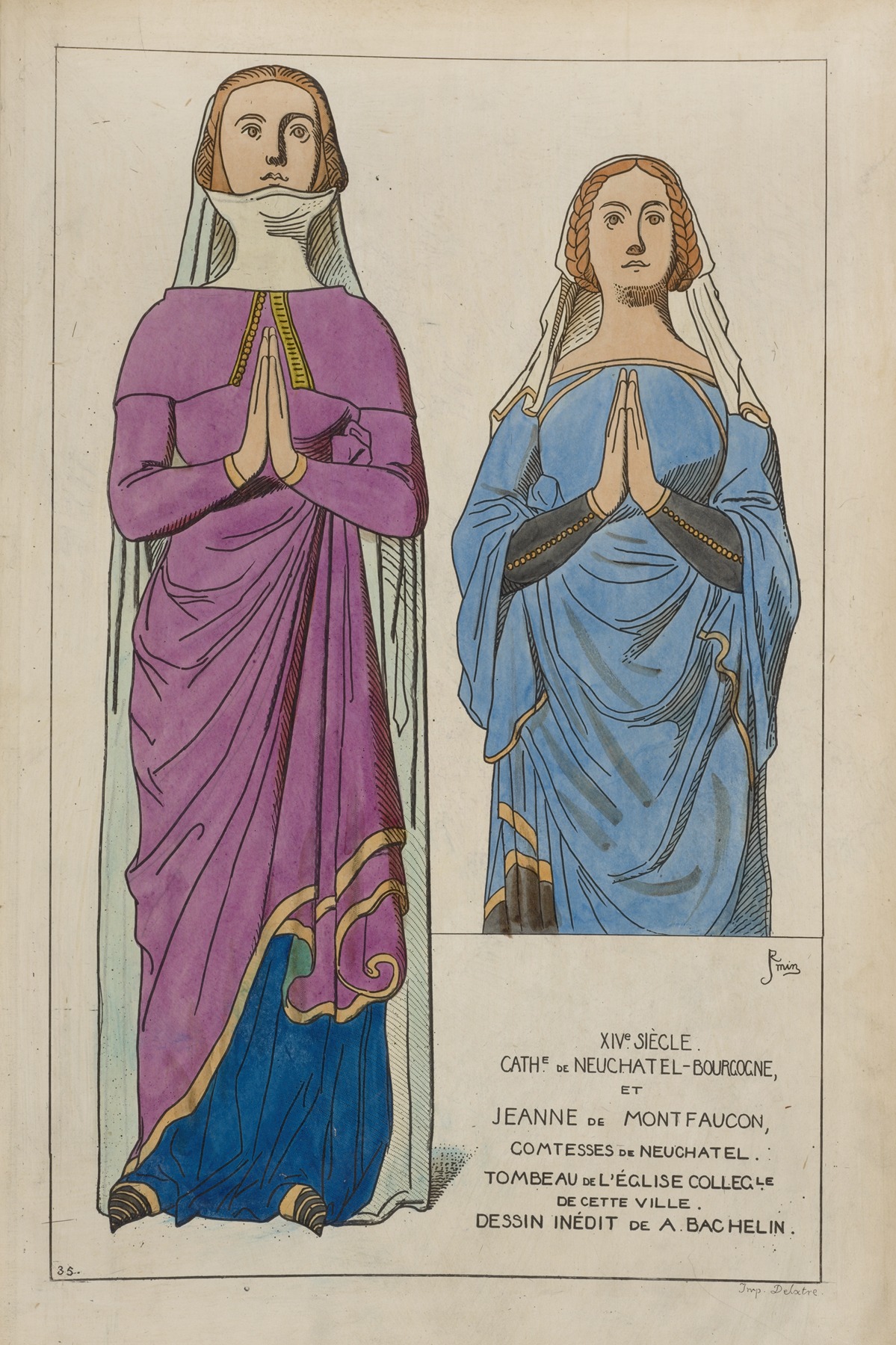 Raphaël Jacquemin - XIVe siècle. Cath[edrale] de Neuchatel-Bourgogne, et Jeanne de Montfaucon, comtesses de Neuchatel