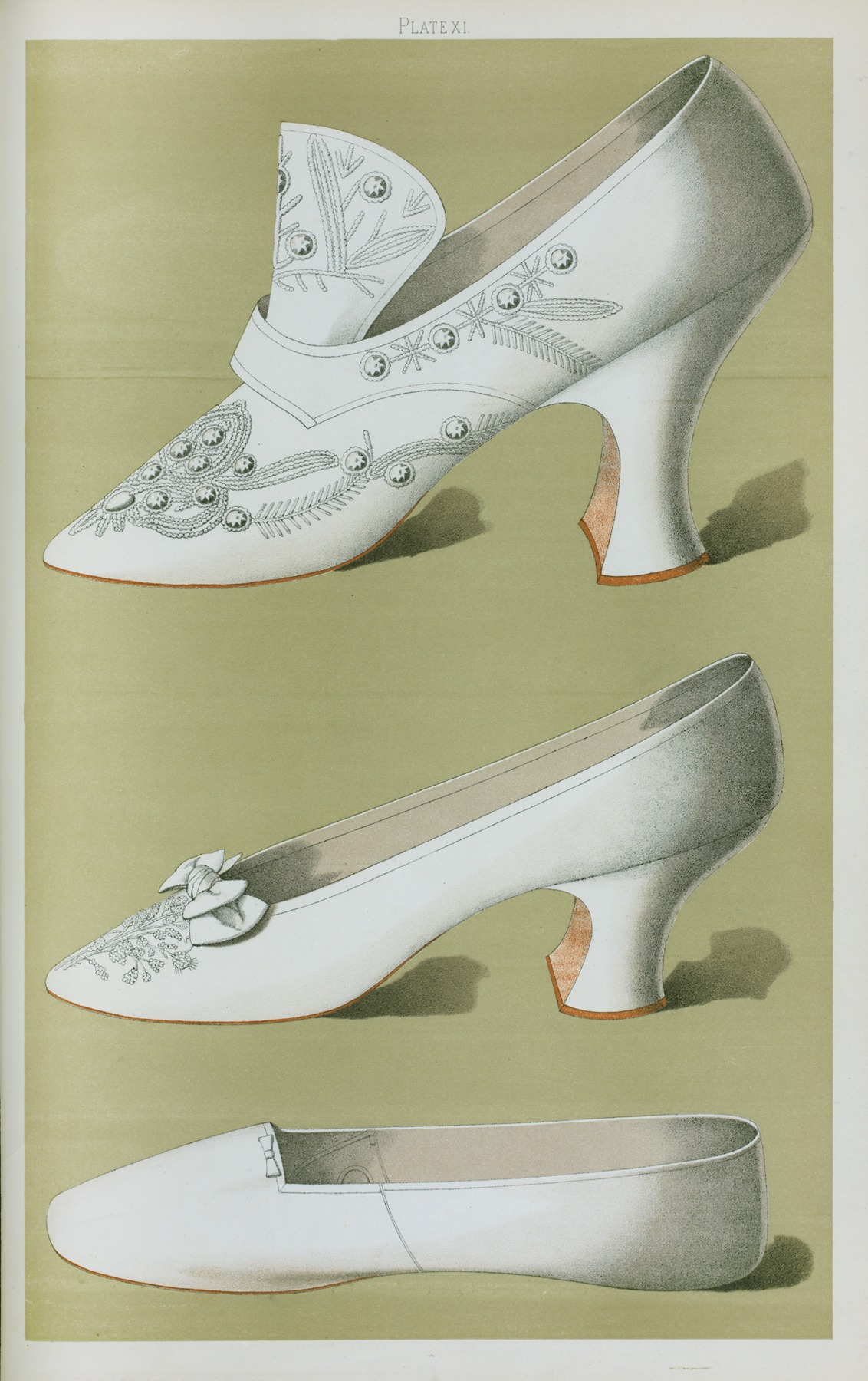 T. Watson Greig - Shoe of Cromwellian shape embroidered with small crystal beads; dainty white shoe; wedding shoe, dating from nearly forty years ago