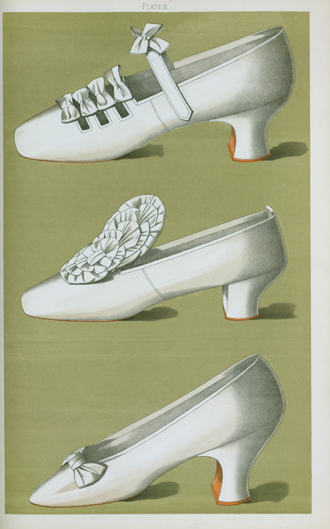 T. Watson Greig - Shoe with straps and bows; tiny shoe with large bow; shoe possessing one of the highest Louis heels worn off the stage