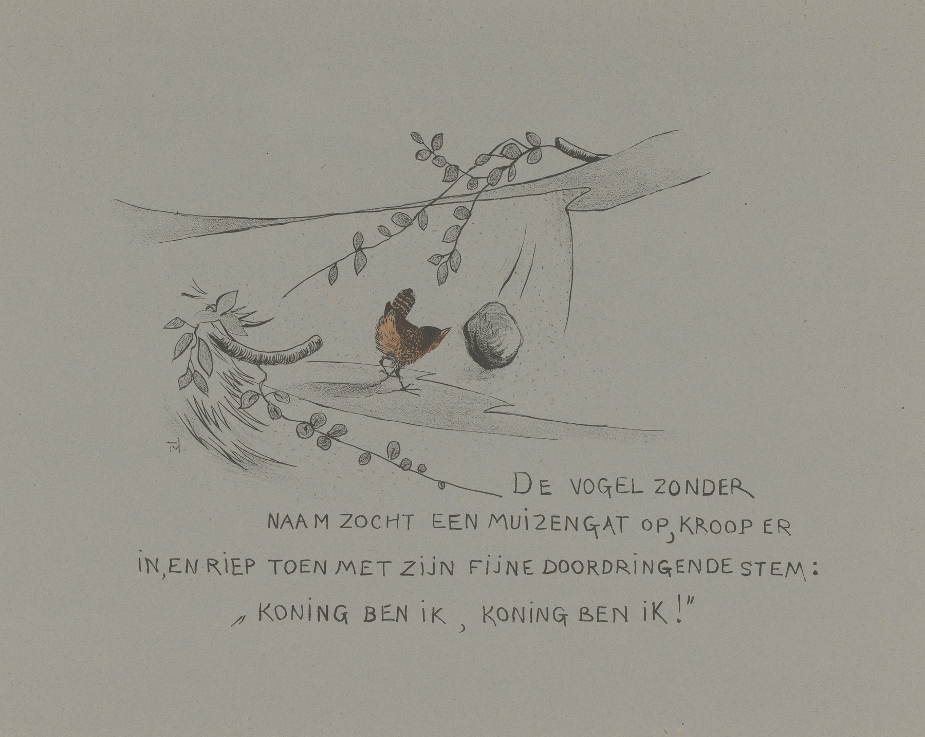 Theo van Hoytema - Winterkoning bij een muizenhol