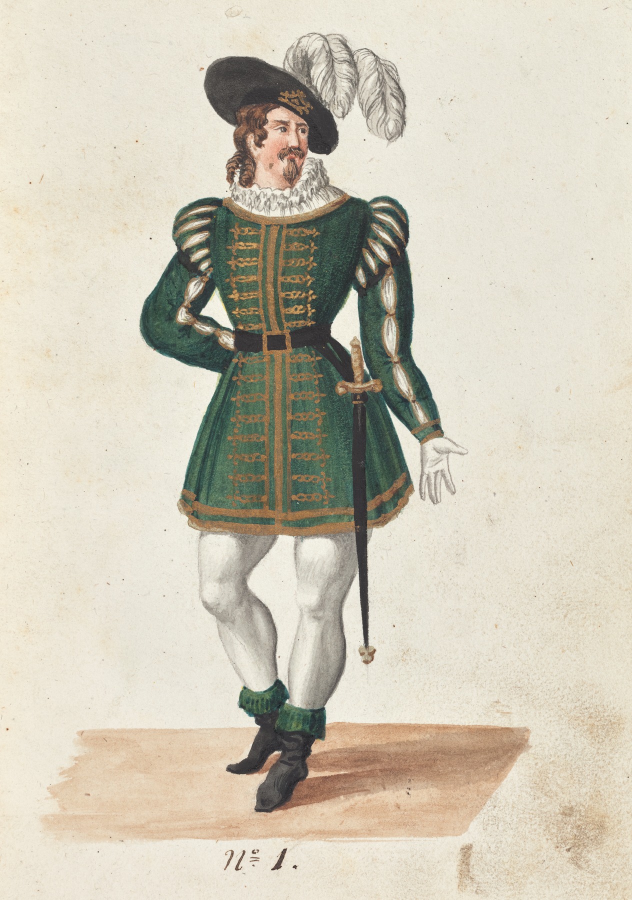 Vincenzo Battistini - Costume designs for the ballet La Pastorella Svizzera Pl.1