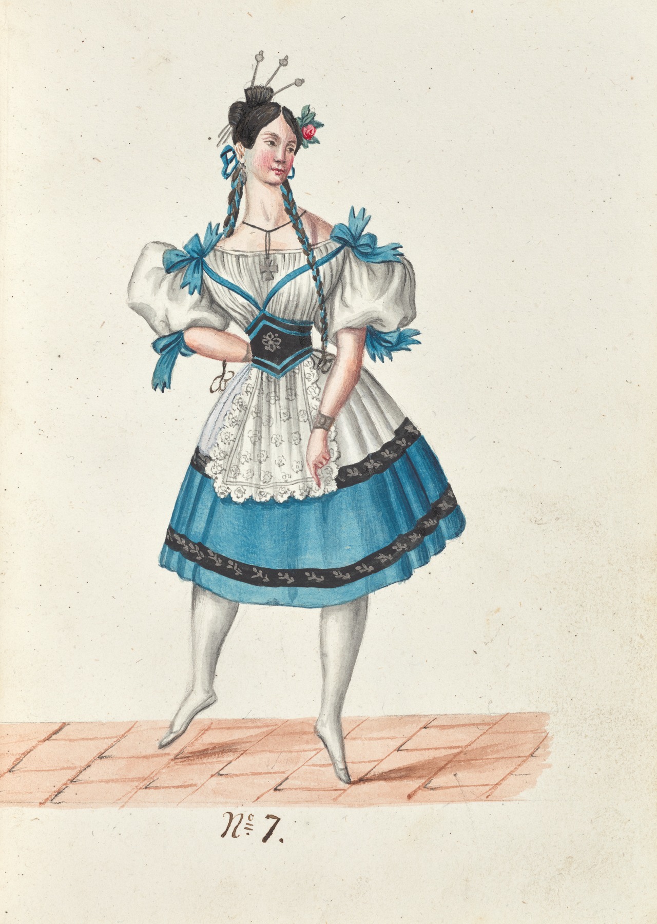 Vincenzo Battistini - Costume designs for the ballet La Pastorella Svizzera Pl.7