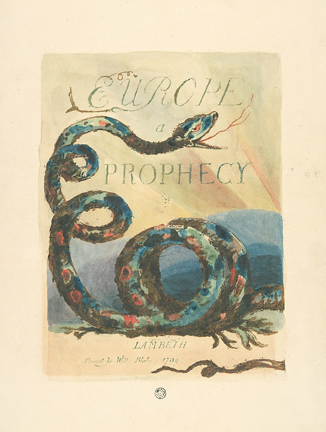 William Blake - Europe; a Prophecy – Title page