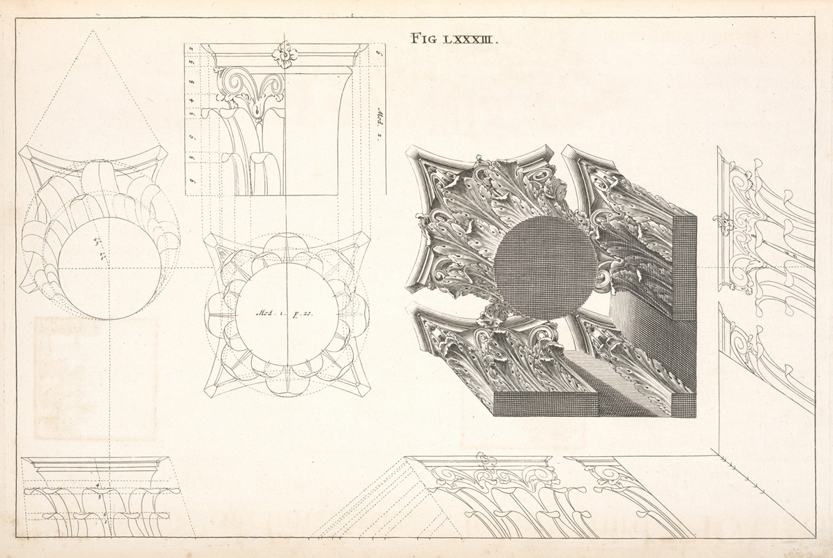 Andrea Pozzo - A Corinthian capital horizontally contracted in perspective.