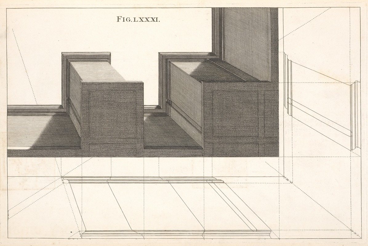 Andrea Pozzo - Corinthian pedestals in an horizontal perspective.
