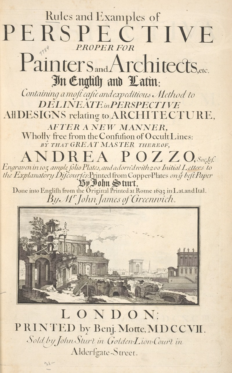 Andrea Pozzo - Rules and examples of perspective, proper for painters and architects, etc – Title Page