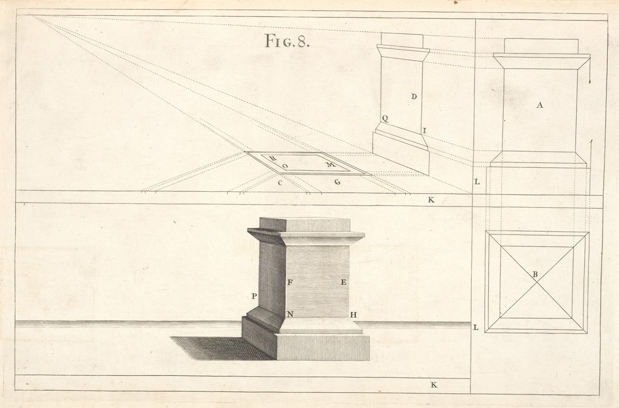 Andrea Pozzo - The projection of a pedestal in perspective.