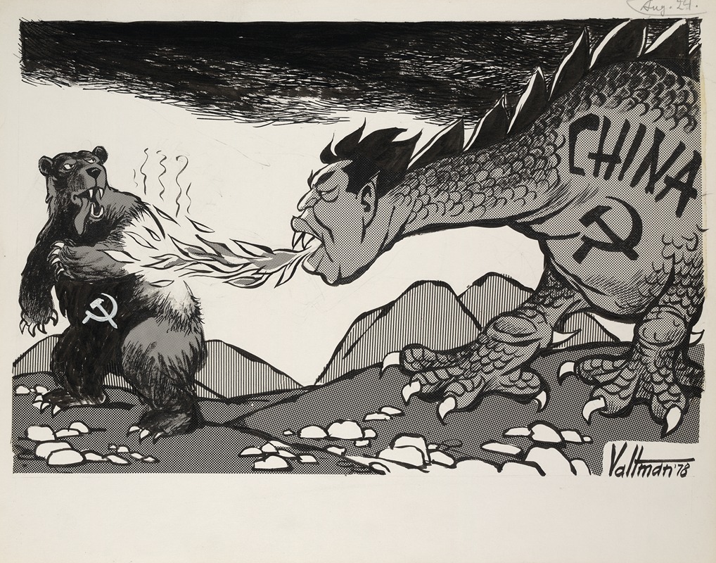 Edmund Siegfried Valtman - Chinese dragon breathing fire on Soviet bear