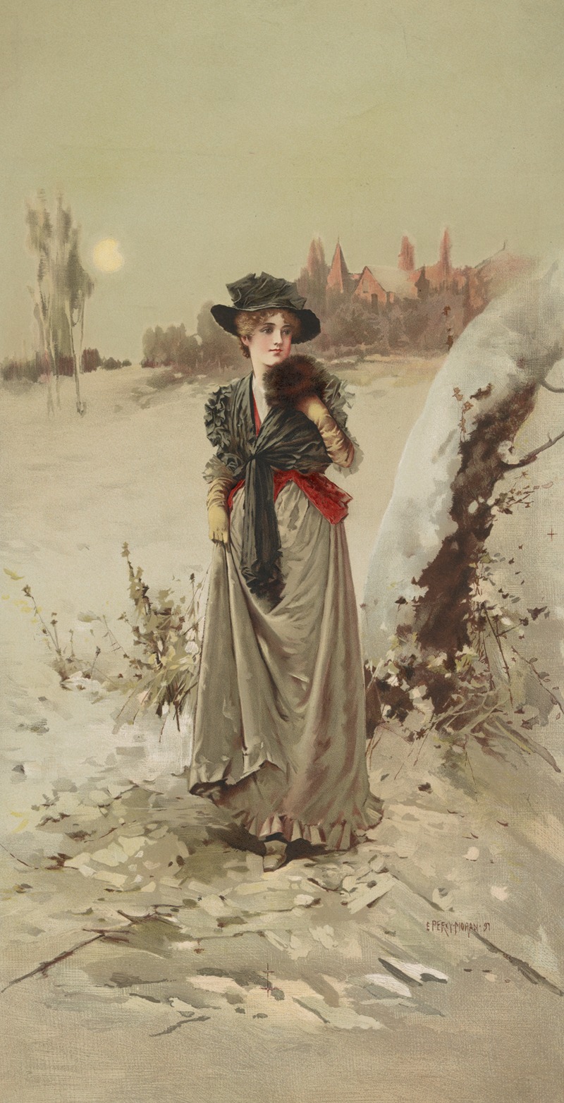 Edward Percy Moran - The winter girl