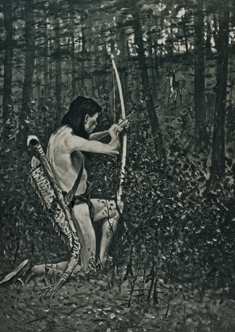 Frederic Remington - Then upon one knee, uprising, Hiawatha aimed an arrow