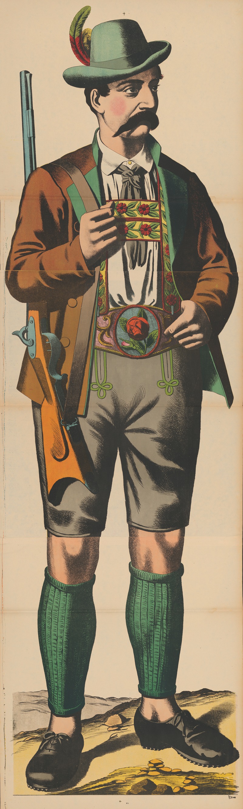 René Ackermann - Man in lederhosen and Tyrolean hat holding a rifle over his shoulder