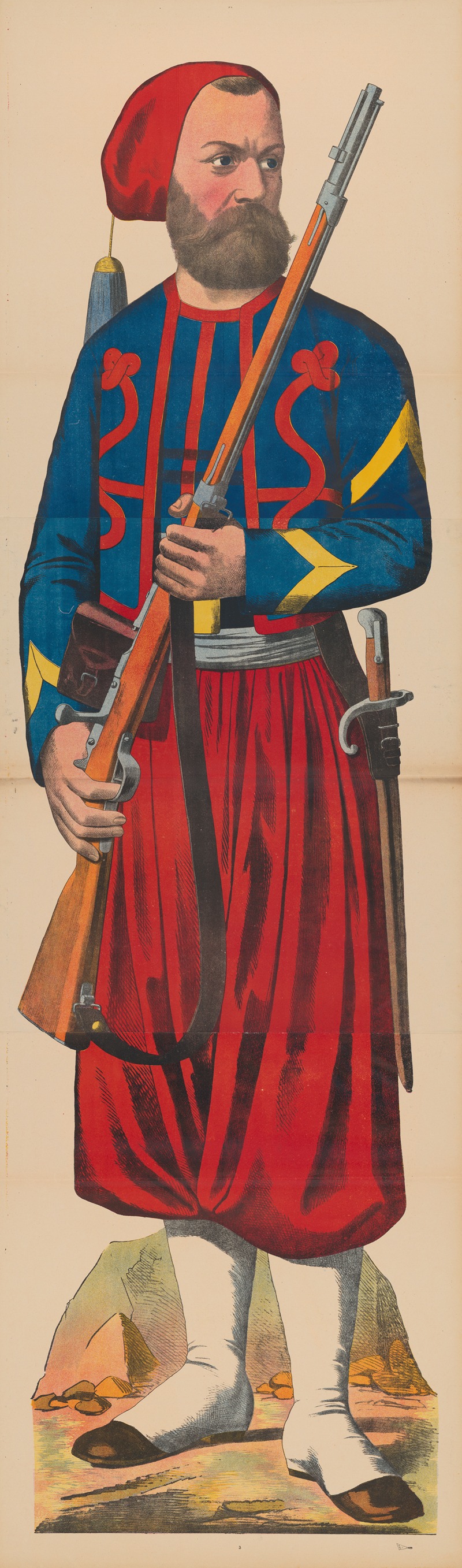 René Ackermann - Unidentified French zouave in uniform with rifle and sword