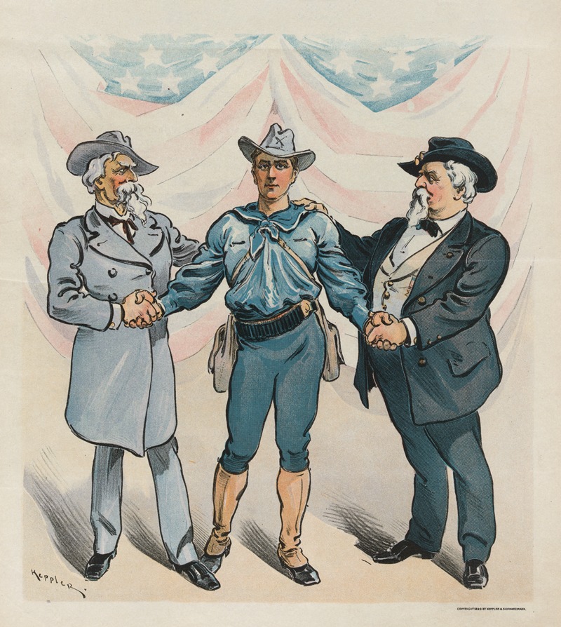 Udo Keppler - Memorial Day, 1899 – three veterans under one flag