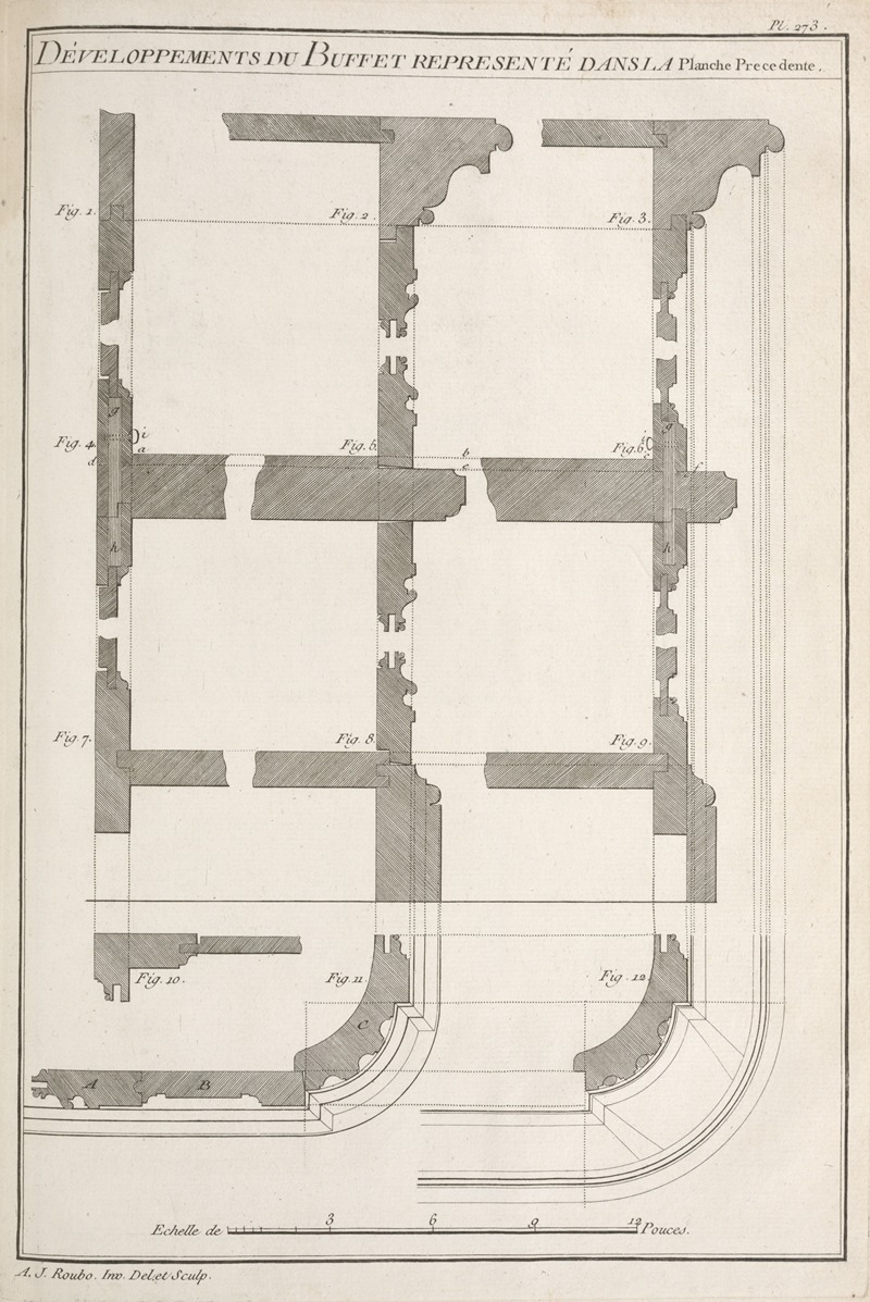 André Jacob Roubo - Développements du buffet representé dans la planche precedente.