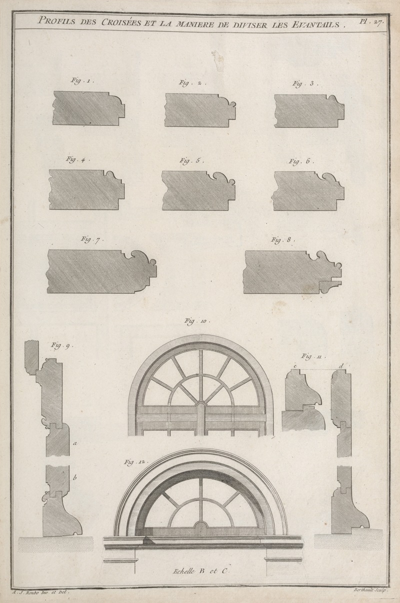 André Jacob Roubo - Profils des croisées et la maniere de diviser les evantails.