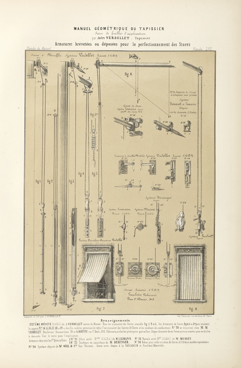 Jules Verdellet - Armatures brévetées ou déposées pur le perfectionnement des stores.