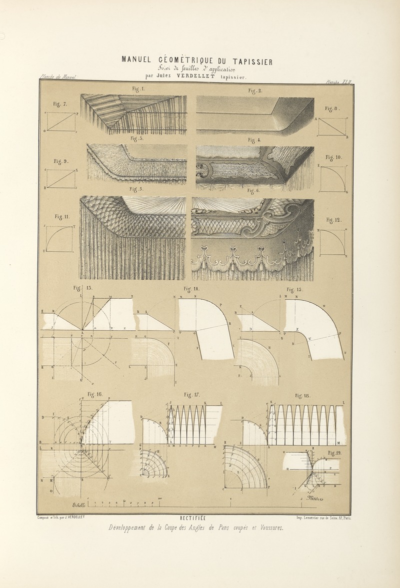 Jules Verdellet - Développement de la coupe des angles de pans coupés et voussures.