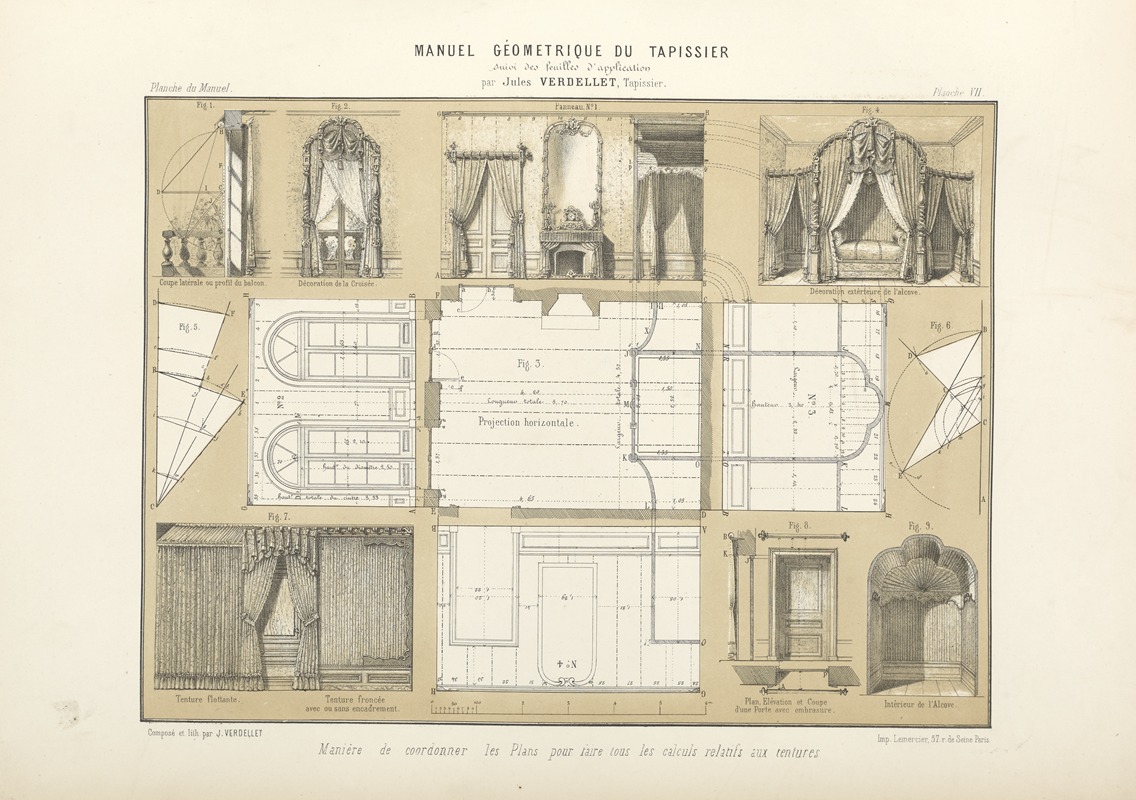 Jules Verdellet - Manière de coordonner les plans pur faire tous les calculs relatifs aux tentures.